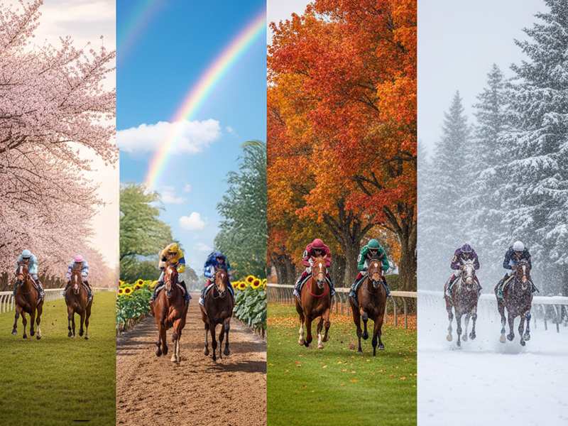 G1レース四季別分析ガイド｜春夏秋冬の競馬場風景と血統分析