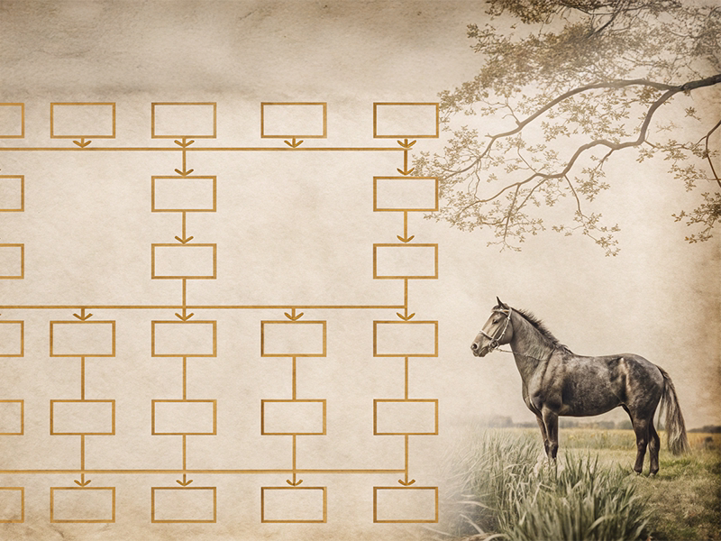 競馬血統の系統図と父系・母系の分析方法を示す解説画像
