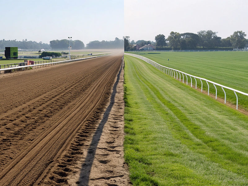 競馬の芝生のコースとダートコースの比較イメージ画像