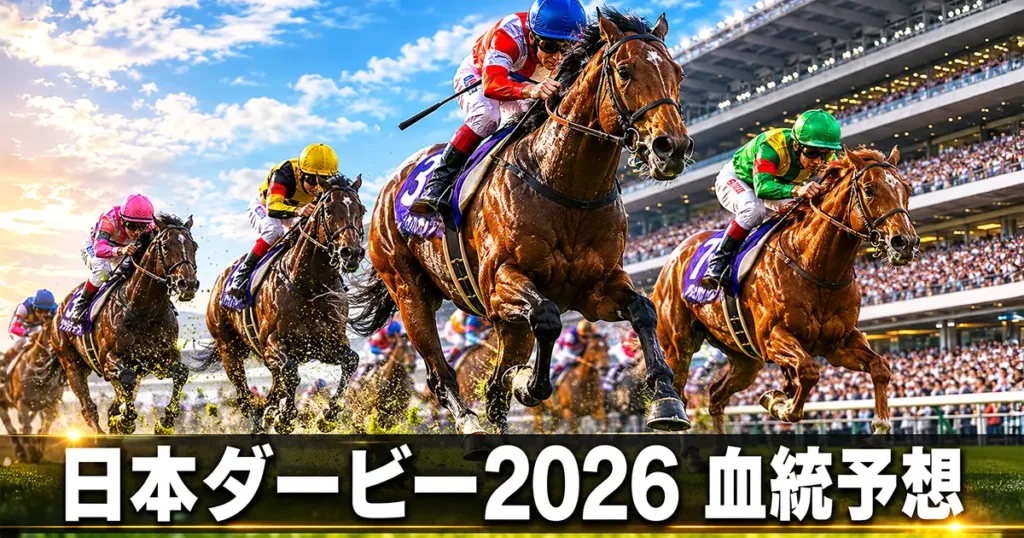 日本ダービー2026 血統予想 日本ダービー2026 東京競馬場でサラブレッドが疾走するシーン - 血統解説: 日本ダービー2026 血統予想|東京芝2400mの傾向と注目馬を解説